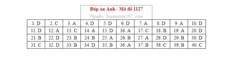 Gợi ý đáp án môn Tiếng Anh thi tốt nghiệp THPT năm 2026
