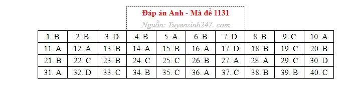 Gợi ý đáp án môn Tiếng Anh thi tốt nghiệp THPT năm 2026