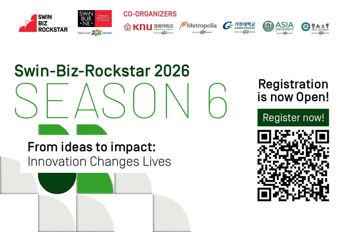 Với chủ đề &ldquo;From Ideas to Impact &ndash; Innovation Changes Lives&rdquo;, Swin-Biz Rockstar 2026 mở ra s&acirc;n chơi đổi mới s&aacute;ng tạo cho sinh vi&ecirc;n Gachon University Program.